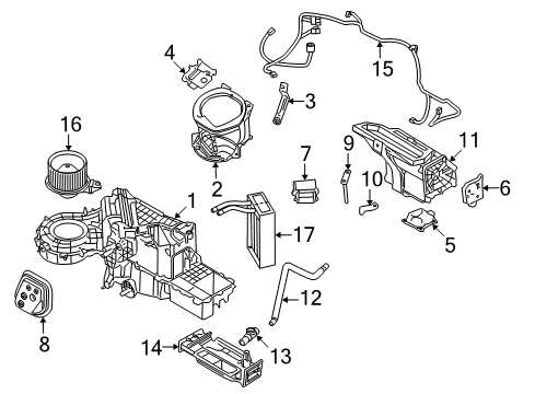 2007 Lincoln Navigator A/C Evaporator & Heater Components Hose Diagram for 7L1Z-19D888-A