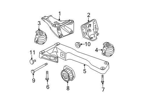 2009 BMW 335i Engine & Trans Mounting Engine Mount Right Diagram for 22116772344