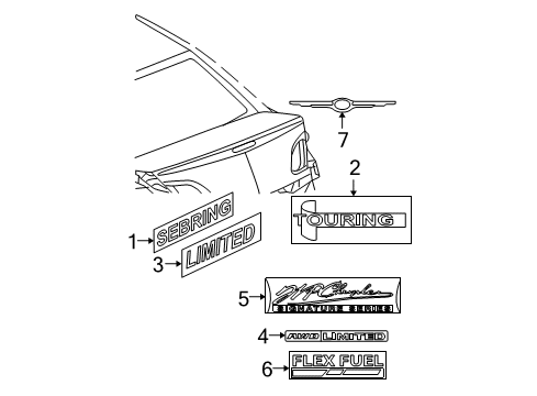 2008 Chrysler Sebring Exterior Trim - Trunk Lid Nameplate Diagram for 4389774AA