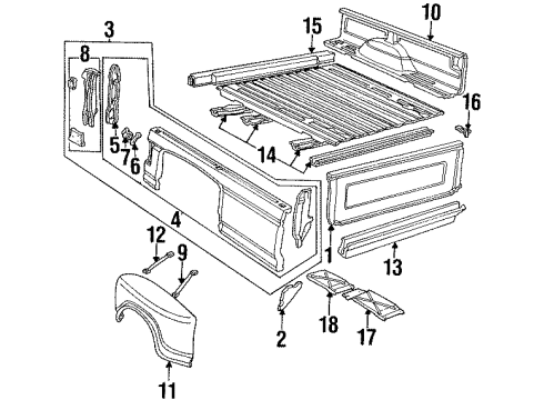 1995 Ford F-350 Side Panel, Floor Fuel Pocket Diagram for E9TZ9927936A