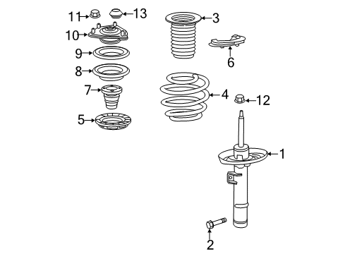 2020 Honda Civic Struts & Components - Front Shock Absorber Unit, Left Front Diagram for 51621-TBA-A21