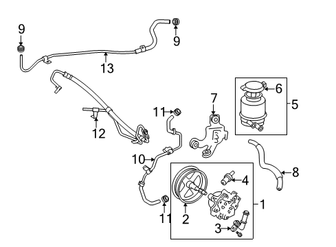 2012 Lexus ES350 P/S Pump & Hoses, Steering Gear & Linkage Bracket, Oil Reservoir, NO.1 Diagram for 44390-33021