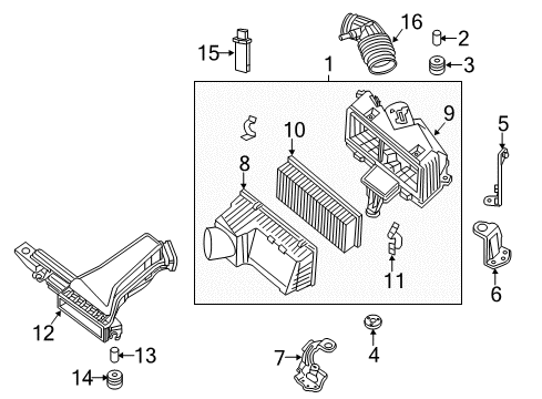 2014 Nissan Pathfinder Air Intake Air Duct Diagram for 16554-3KY0A