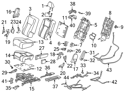 2019 Lexus RX350L Second Row Seats Headrest Guide Diagram for 71930-47020-C4