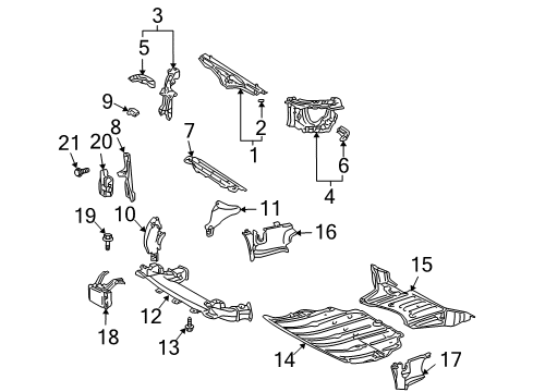 2006 Lexus LS430 Radiator Support Engine Under Cover, Rear Right Diagram for 51443-50030