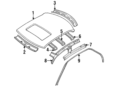 1994 Infiniti G20 Roof & Components Weatherstrip-Roof Drip, RH Diagram for 76842-50J00