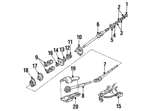 1992 Mercury Grand Marquis Shaft & Internal Components Upper Column Cover Diagram for F1VY3F540A