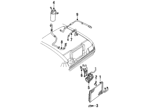 1993 Mercury Topaz Air Conditioner Condenser Diagram for F43Z19712A