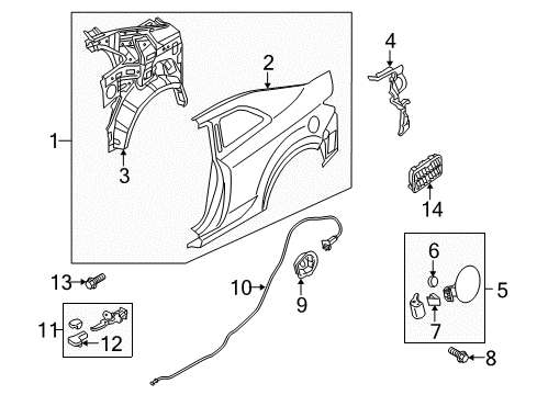 2010 Kia Forte Koup Quarter Panel & Components Catch & Cable Assembly-F Diagram for 815901M200