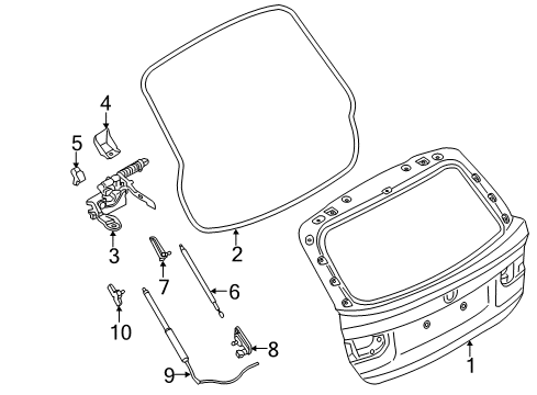 2015 BMW 328i xDrive Lift Gate Bracket Gas Press.Spring Right Diagram for 51247263100