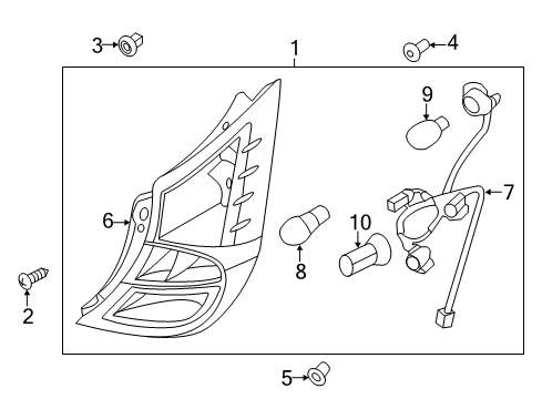 2013 Hyundai Accent Bulbs Lens & Housing-Rear Combination Lamp, LH Diagram for 92411-1R210