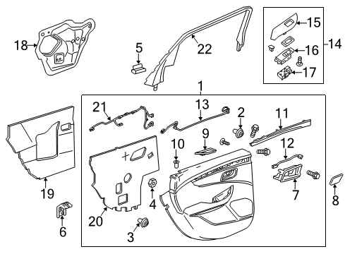 2018 Chevrolet Impala Interior Trim - Rear Door Switch Assembly Diagram for 23466880