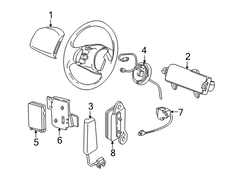 2000 Ford Expedition Air Bag Components Bracket Diagram for XL3Z-14B058-AA