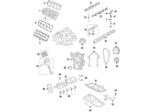 2015 Ram 3500 Engine Parts, Mounts, Cylinder Head & Valves, Camshaft & Timing, Oil Pan, Oil Pump, Crankshaft & Bearings, Pistons, Rings & Bearings, Variable Valve Timing Ring Set-Piston Diagram for 68230035AA