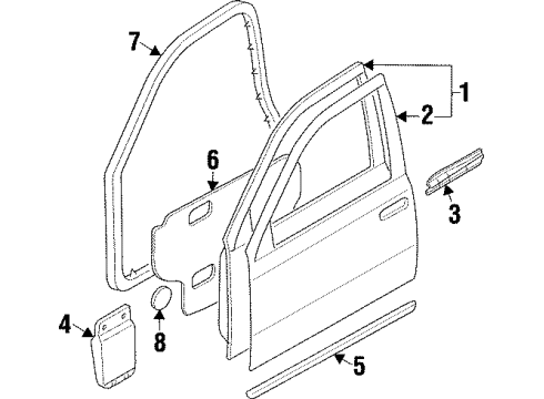 1997 Infiniti I30 Front Door Door Window Regulator Assembly, Left Diagram for 80721-40U10