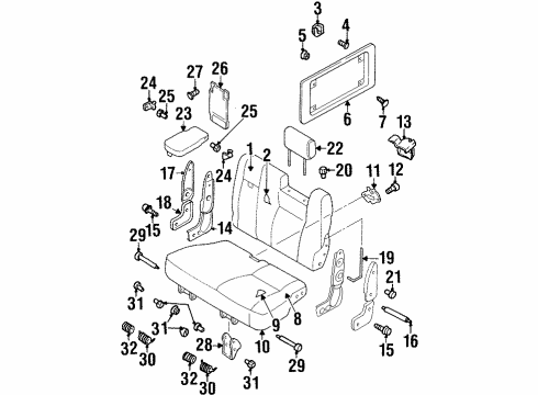 1997 Acura SLX Rear Seat Components Bushing, Bracket Diagram for 8-97045-183-1