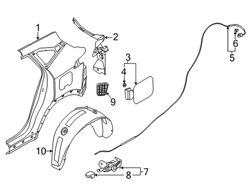 2021 Kia Seltos Quarter Panel & Components Guard-Rear Wheel, RH Diagram for 86822Q5000