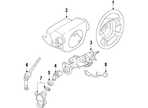 2014 Nissan Murano Steering Column & Wheel, Steering Gear & Linkage Column Assy-Steering, Upper Diagram for 48810-1VG6E