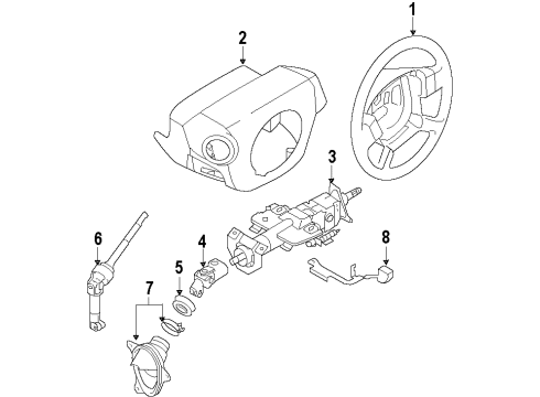 2010 Nissan Murano Steering Column & Wheel, Steering Gear & Linkage Column Assy-Steering, Upper Diagram for 48810-1AA6A