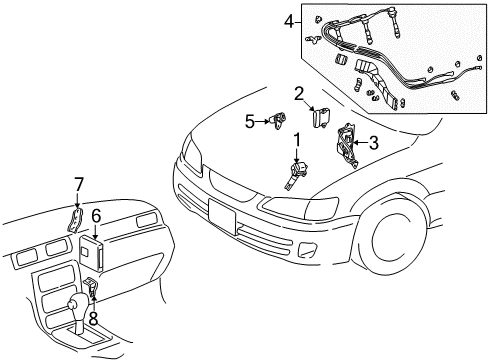 2002 Toyota Solara Powertrain Control ECM Upper Bracket Diagram for 89668-06050
