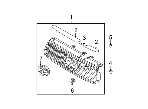 2002 Toyota RAV4 Grille & Components Seal Diagram for 53155-42020