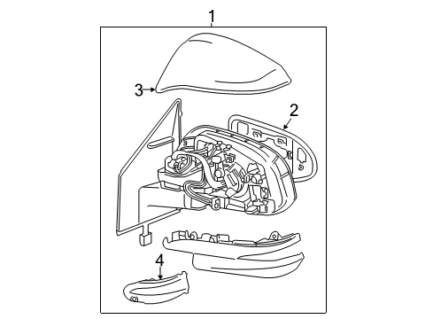 2015 Toyota RAV4 Outside Mirrors Mirror Assembly Diagram for 87910-0R080-A1