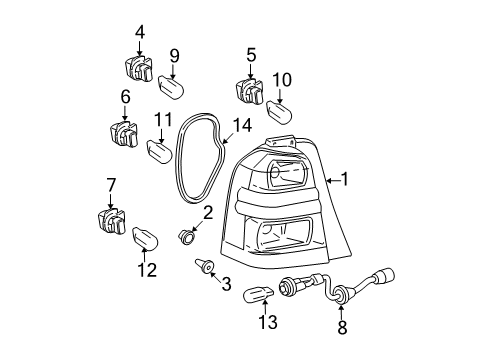 2005 Toyota Highlander Bulbs Socket & Wire Diagram for 81555-48090