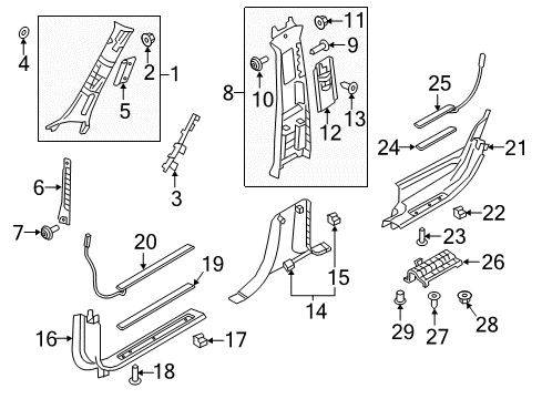 2016 Volvo XC90 Interior Trim - Pillars, Rocker & Floor Booster Asm, Power Brake Diagram for 9193212