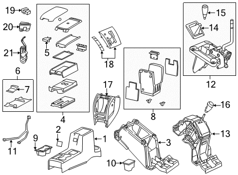 2014 Jeep Patriot Front Console Transmission Shifter Diagram for 68186149AG