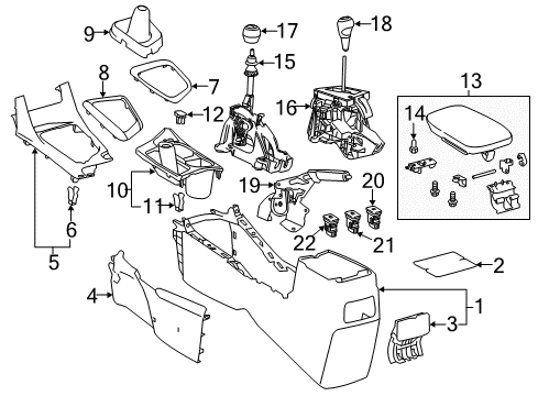 2019 Toyota Corolla Parking Brake Rear Cup Holder Diagram for 58823-02060