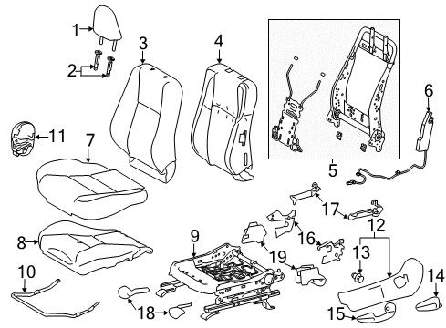 2016 Toyota Corolla Driver Seat Components Seat Cushion Pad Diagram for 71512-02451