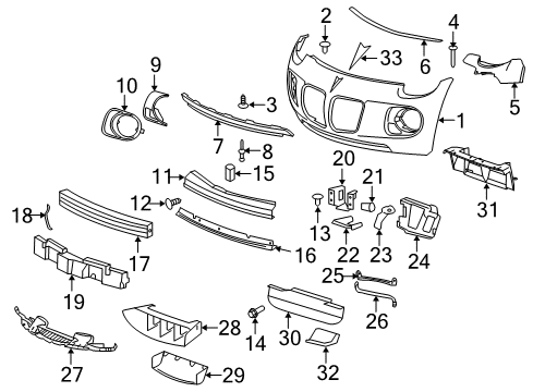 2008 Pontiac Solstice Front Bumper Bracket-Front Bumper Imp Bar Diagram for 15919572