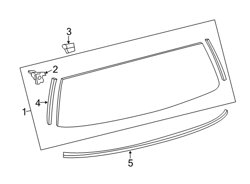 2008 Scion xD Lift Gate - Glass & Hardware Trim Molding Diagram for 75571-52080