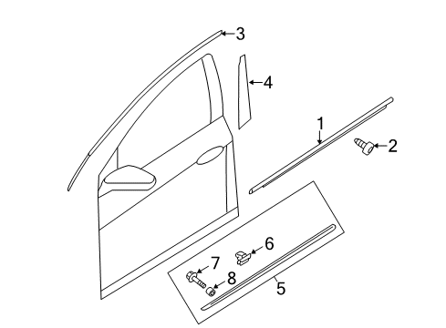 2015 Hyundai Sonata Exterior Trim - Front Door Weatherstrip Assembly-Front Door Belt Outside RH Diagram for 82220-3S000