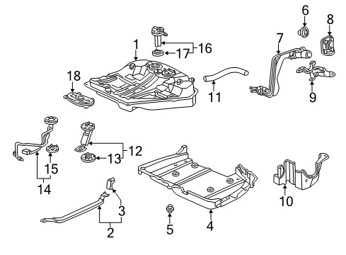 2004 Acura RL Fuel System Components Band Assembly, Passenger Side Fuel Tank Mounting Diagram for 17521-SZ3-950