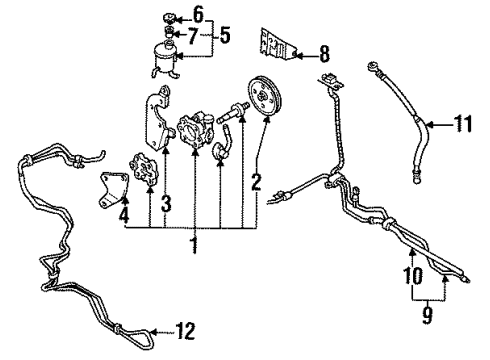 1995 Infiniti G20 P/S Pump & Hoses, Steering Gear & Linkage Power Steering Pump Assembly Diagram for 49110-79E00
