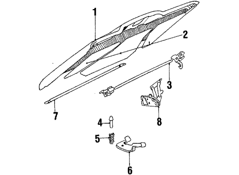 1986 Jeep Grand Wagoneer Hood & Components Cable-Hood Diagram for J5758027