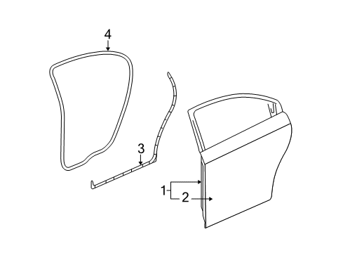 2012 Chevrolet Malibu Rear Door Door Shell Diagram for 15894777