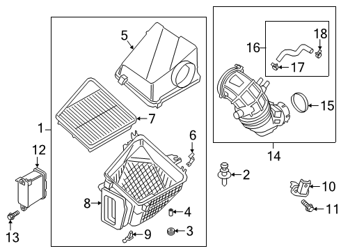 2019 Genesis G70 Air Intake Hose Assembly-Air Intake Diagram for 28140G9100