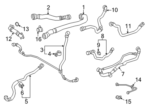 2021 Toyota GR Supra Hoses & Pipes Upper Hose Diagram for 16572-WAA03