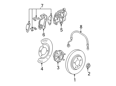 2008 Chevrolet Impala Front Brakes Front Pads Diagram for 19207421