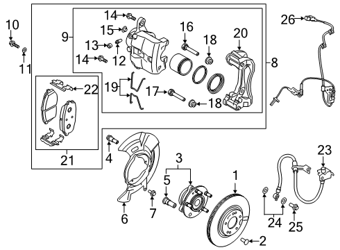 2019 Hyundai Veloster Front Brakes CALIPER Kit-Brake, RH Diagram for 58190-B2A30