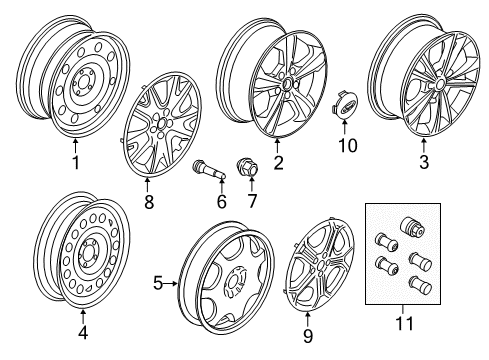 2018 Ford Escape Wheels & Trim Wheel, Alloy Diagram for GJ5Z-1007-D
