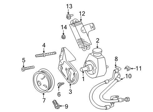 2003 Dodge Durango P/S Pump & Hoses, Steering Gear & Linkage Power Steering Pump Diagram for RL039489AD
