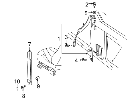 1998 Chevrolet Cavalier Seat Belt Retractor Assembly Washer Diagram for 11610231