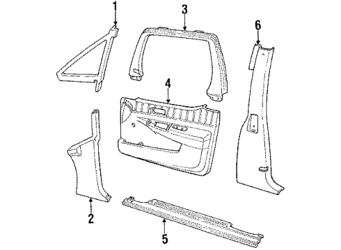 1990 Chevrolet Lumina APV Interior Trim PANEL, Cowl Trim Diagram for 10181452