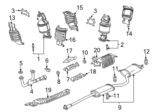 2007 Honda Ridgeline Exhaust Components Rubber, Exhuast Mounting Diagram for 18215-S3V-A01