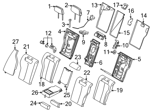 2019 BMW M240i Rear Seat Components Cover Backrest, Leather, Left Diagram for 52207348877