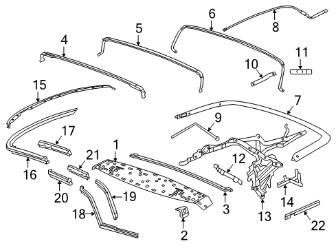 2022 Chevrolet Camaro Frame & Components - Convertible Top Bow Diagram for 84431829