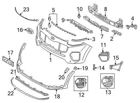 2020 Kia Sportage Front Bumper Front Bumper Upper Cover Assembly Diagram for 86510D9510